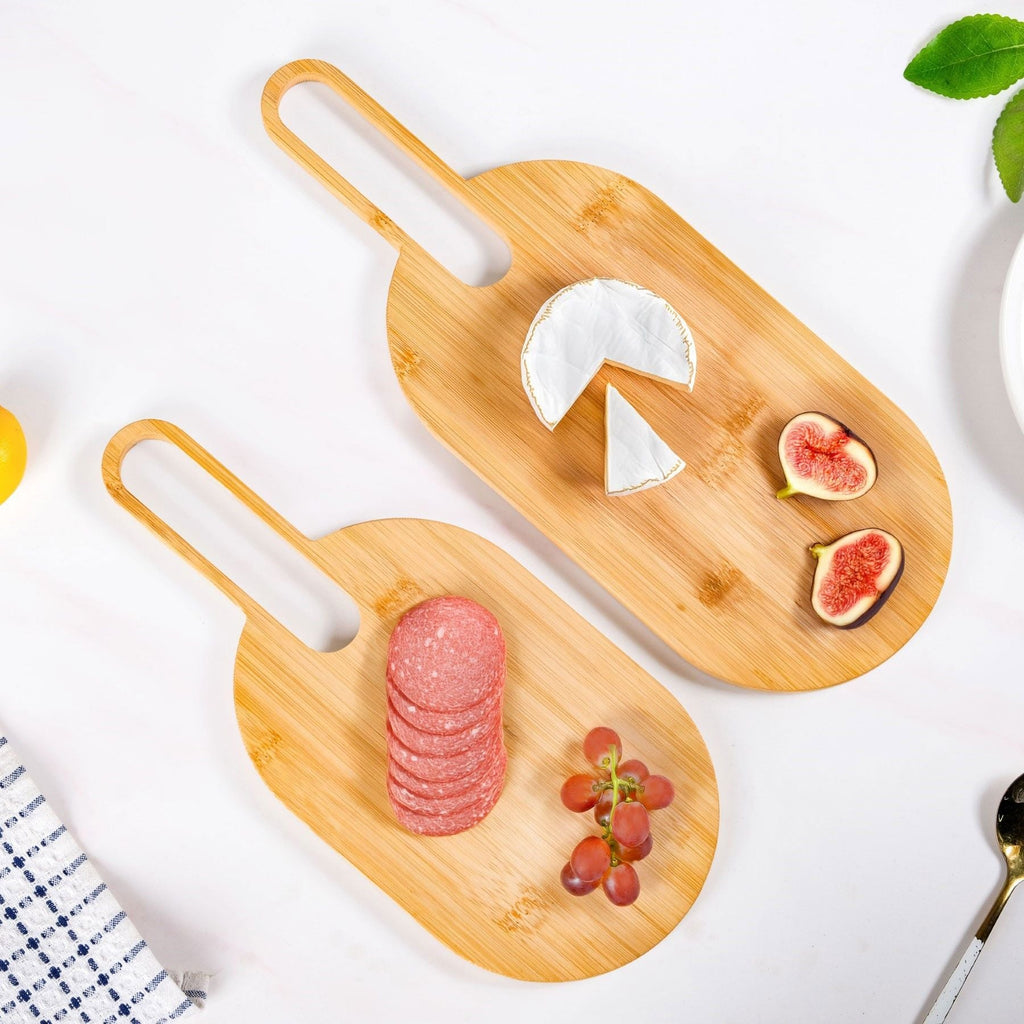 Paddle Shape Bamboo Platter Set Of 2 Nestasia