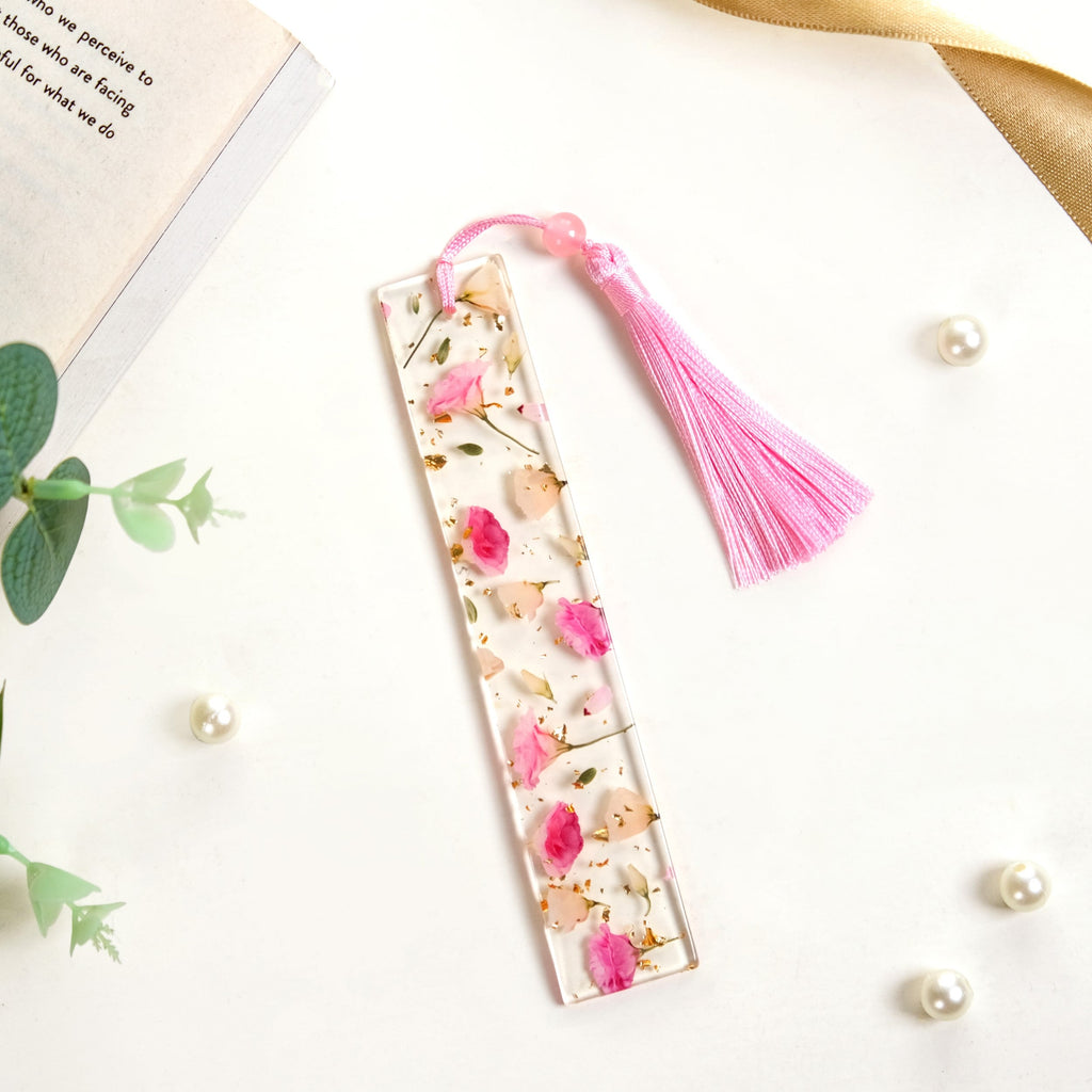 Garden Rose Resin Page Marker With Pink Tassel Nestasia
