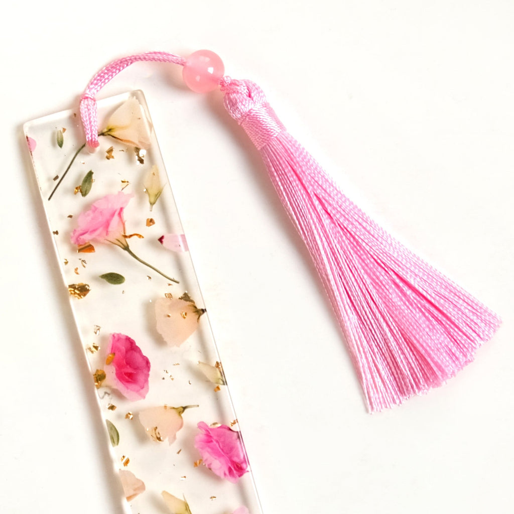Garden Rose Resin Page Marker With Pink Tassel Nestasia