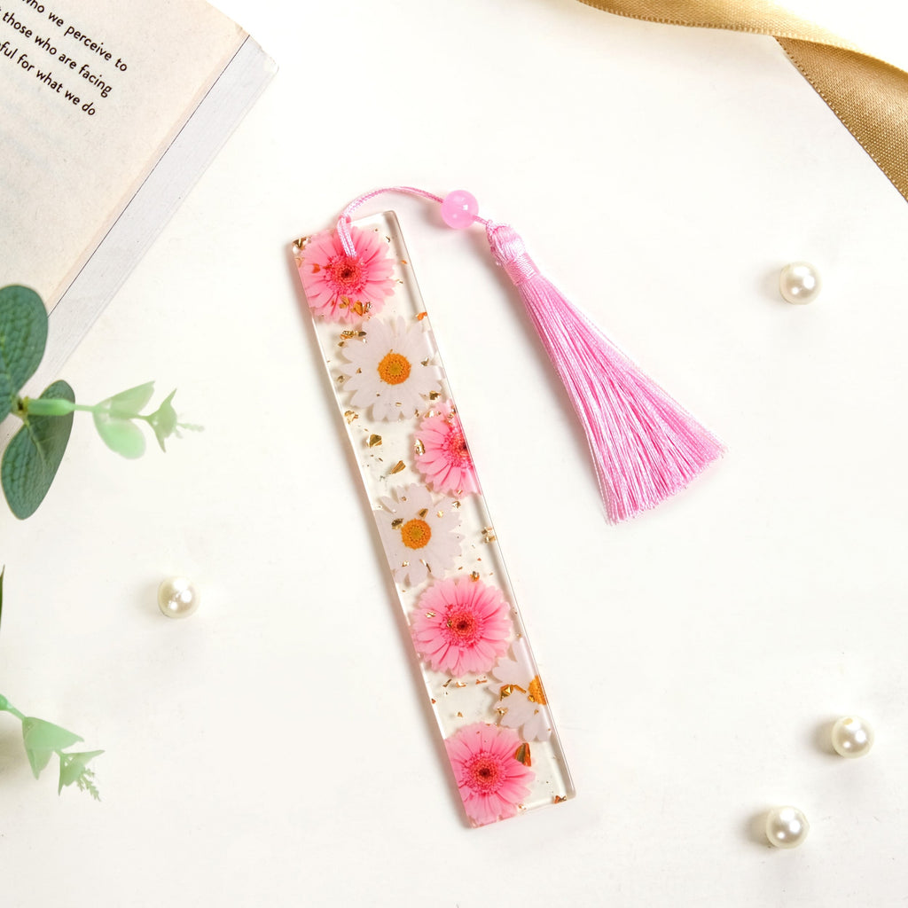Wild Daisy Resin Bookmark With Pink Tassel Nestasia