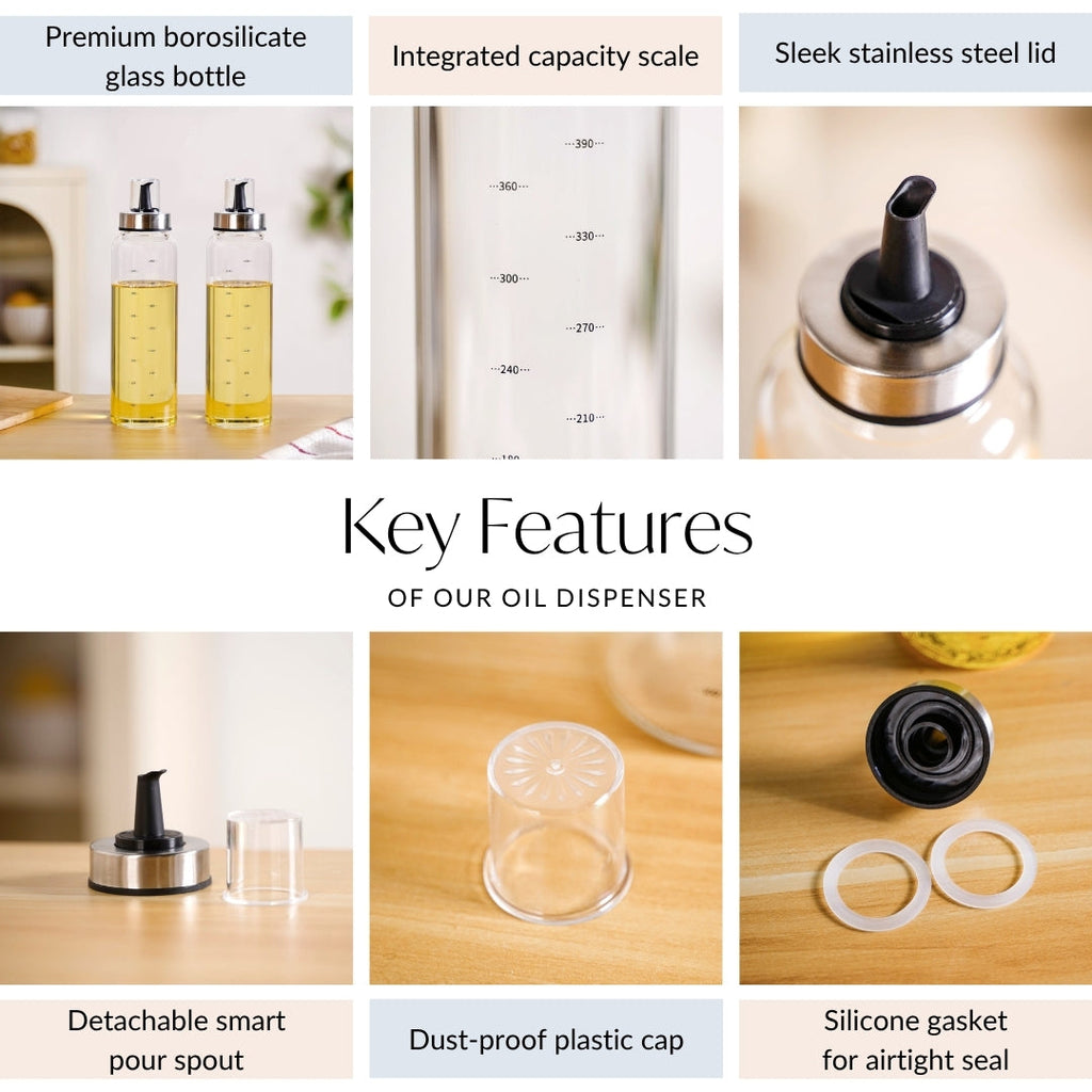 Pair Of Olive Oil And Vinegar Glass Bottle 500ml Nestasia
