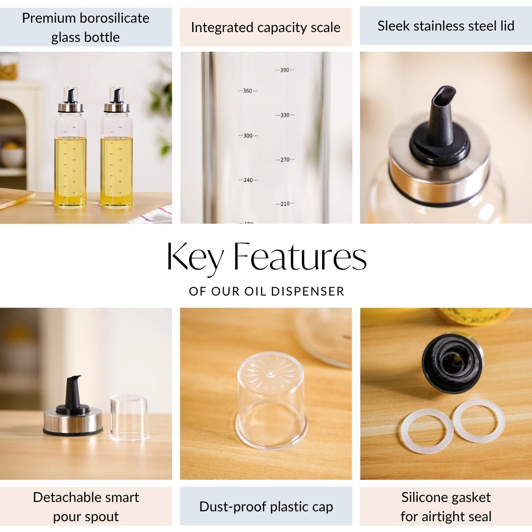 Pair Of Olive Oil And Vinegar Glass Bottle 500ml Nestasia
