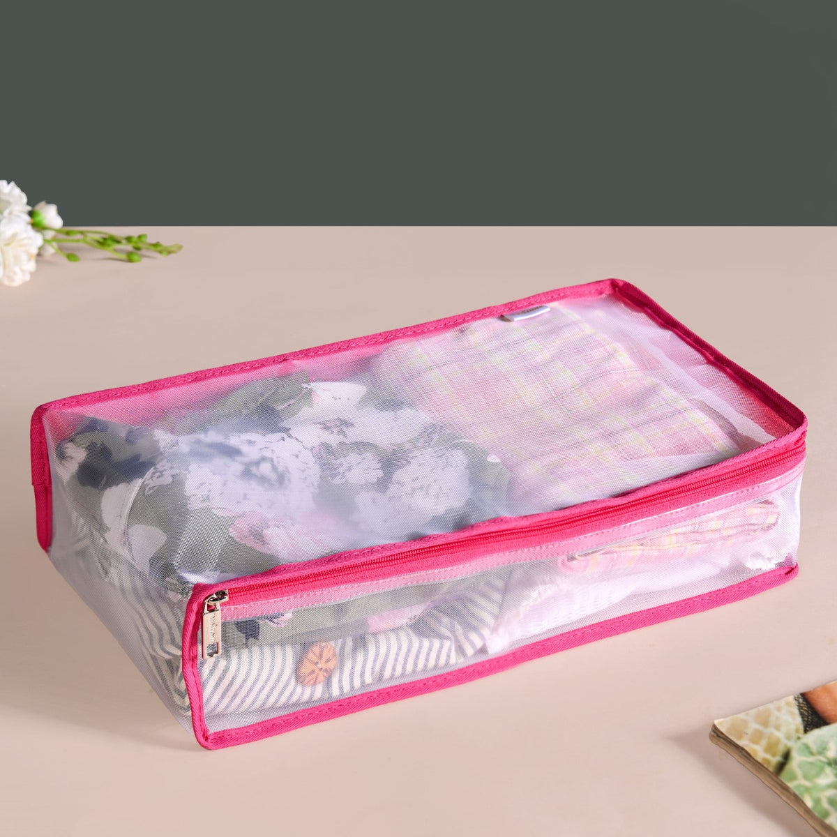 Pair Of Wardrobe Organisers With Zipper In Pink Nestasia