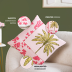 Palm And Charm Embroidered Cotton Cushion Cover 40x40cm Nestasia