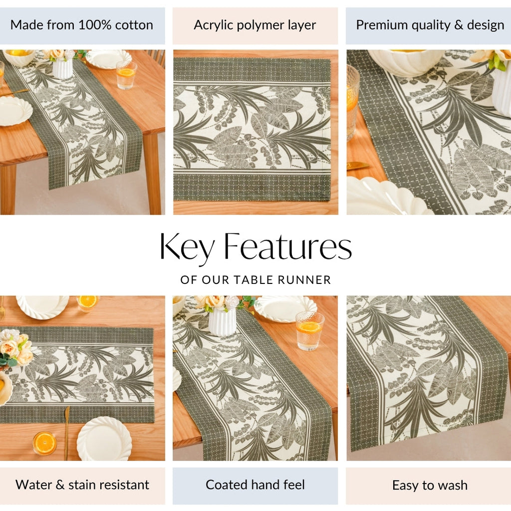 Palm Grove Water Resistant 8 Seater Runner 264x35cm Nestasia