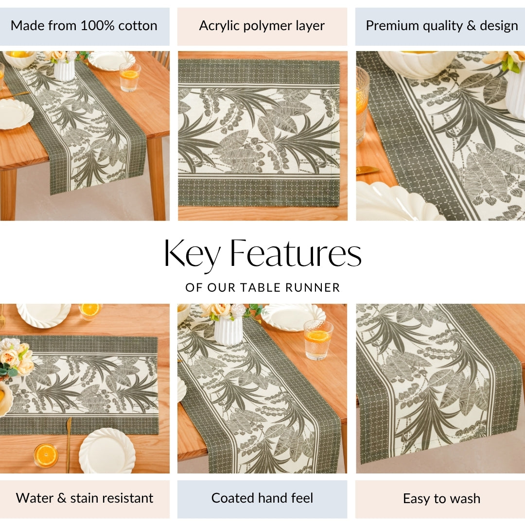 Palm Grove Water Resistant 8 Seater Runner 264x35cm Nestasia