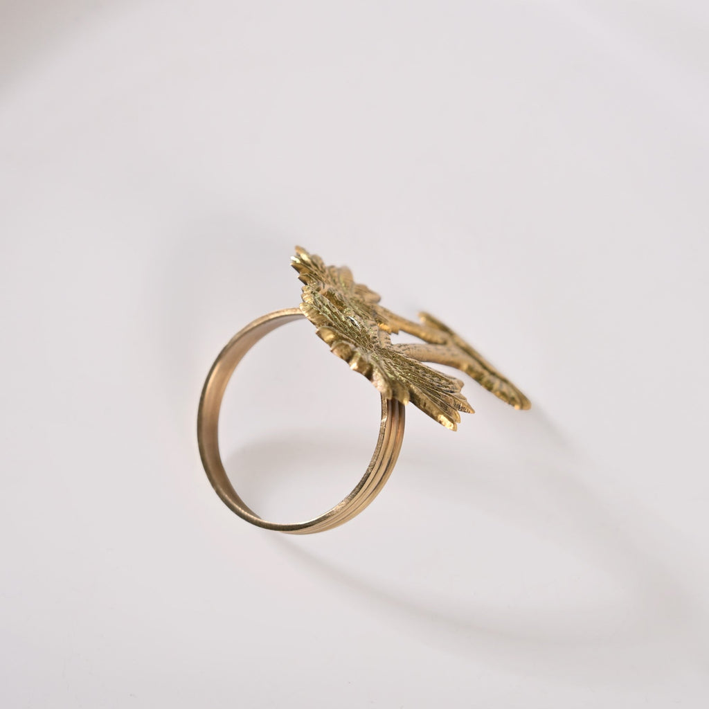 Palm Tree Pure Brass Napkin Ring Set Of 6 Nestasia