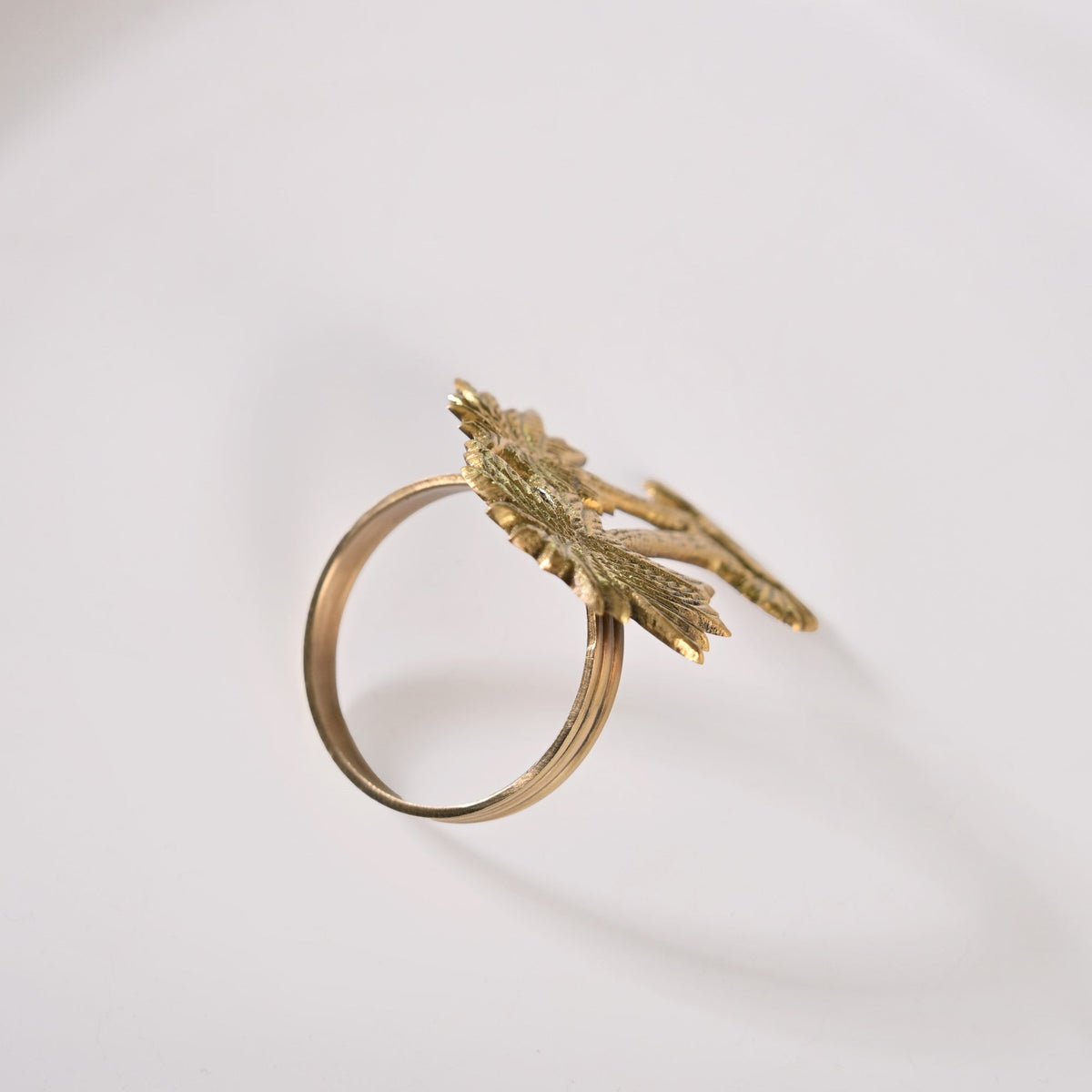 Palm Tree Pure Brass Napkin Ring Set Of 6 Nestasia