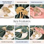 Palm Tree Pure Brass Napkin Ring Set Of 6 Nestasia