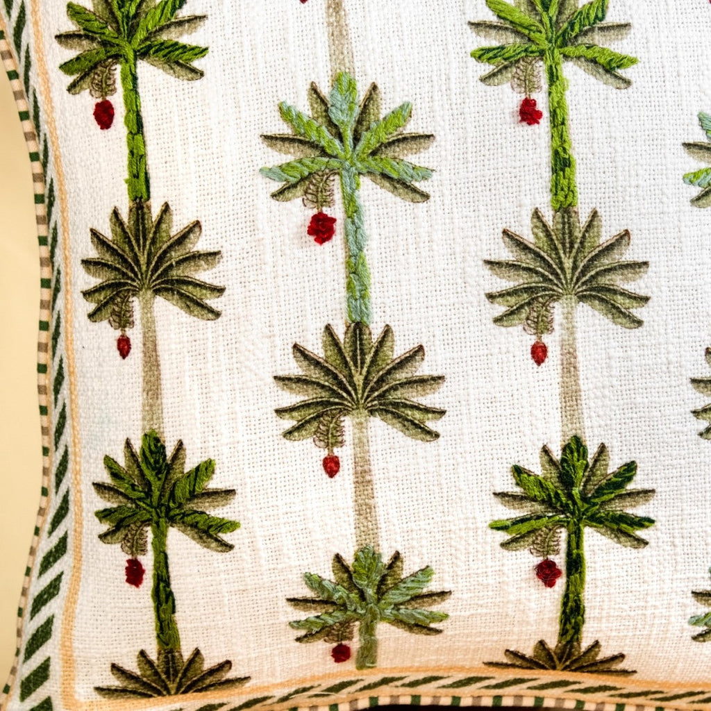 Palm Plantation Embroidered Cushion Cover 40x40cm Nestasia