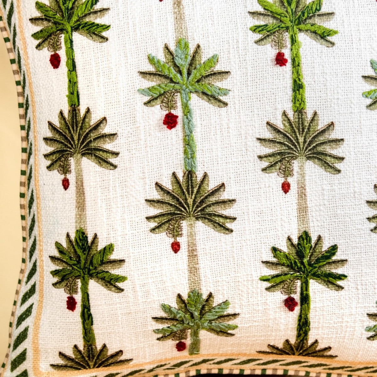 Palm Plantation Embroidered Cushion Cover 40x40cm Nestasia