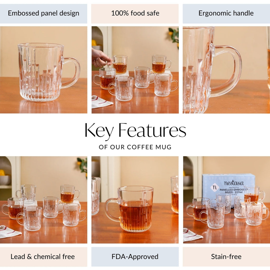 Fluted Glassware Set Of Set Of 6 229ml Nestasia