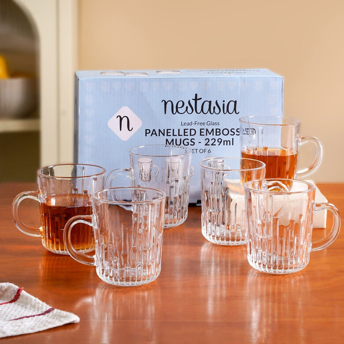 Fluted Glassware Set Of Set Of 6 229ml Nestasia