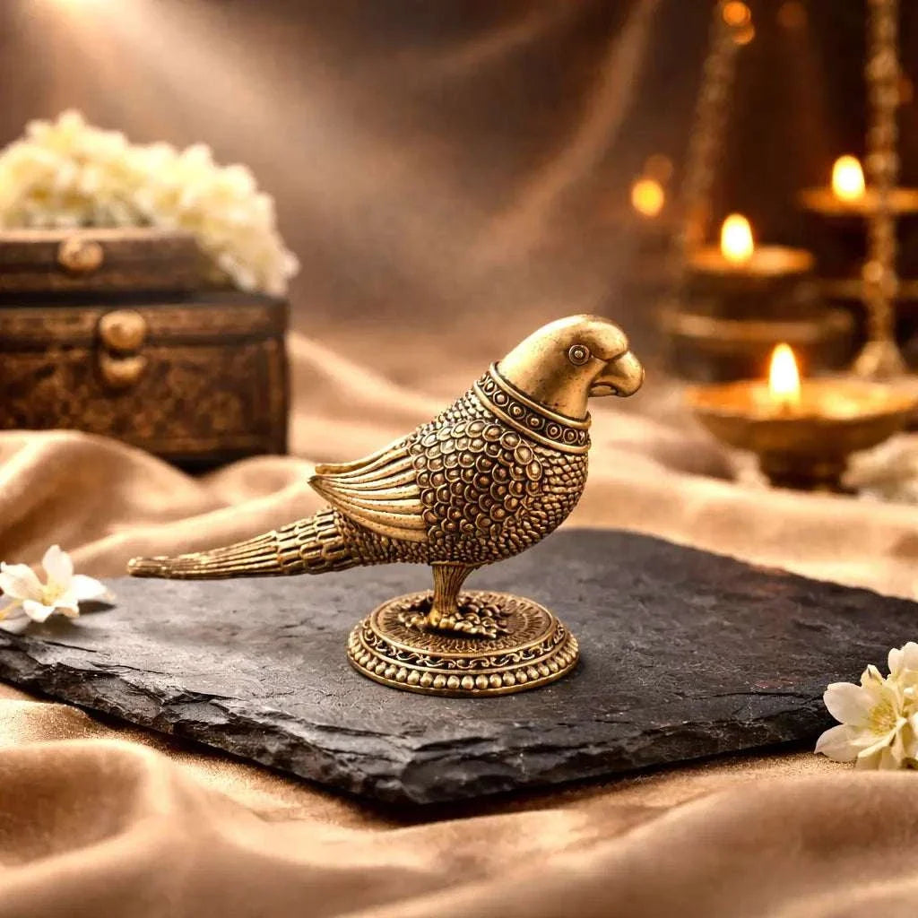 Brass Lightweight Parrot Figurine (2.8 Inch) Vedansh Craft