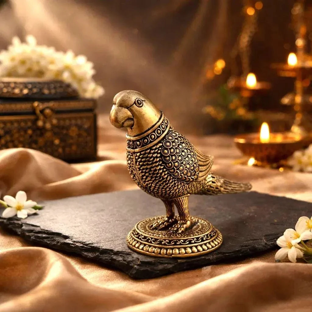 Brass Lightweight Parrot Figurine (2.8 Inch) Vedansh Craft