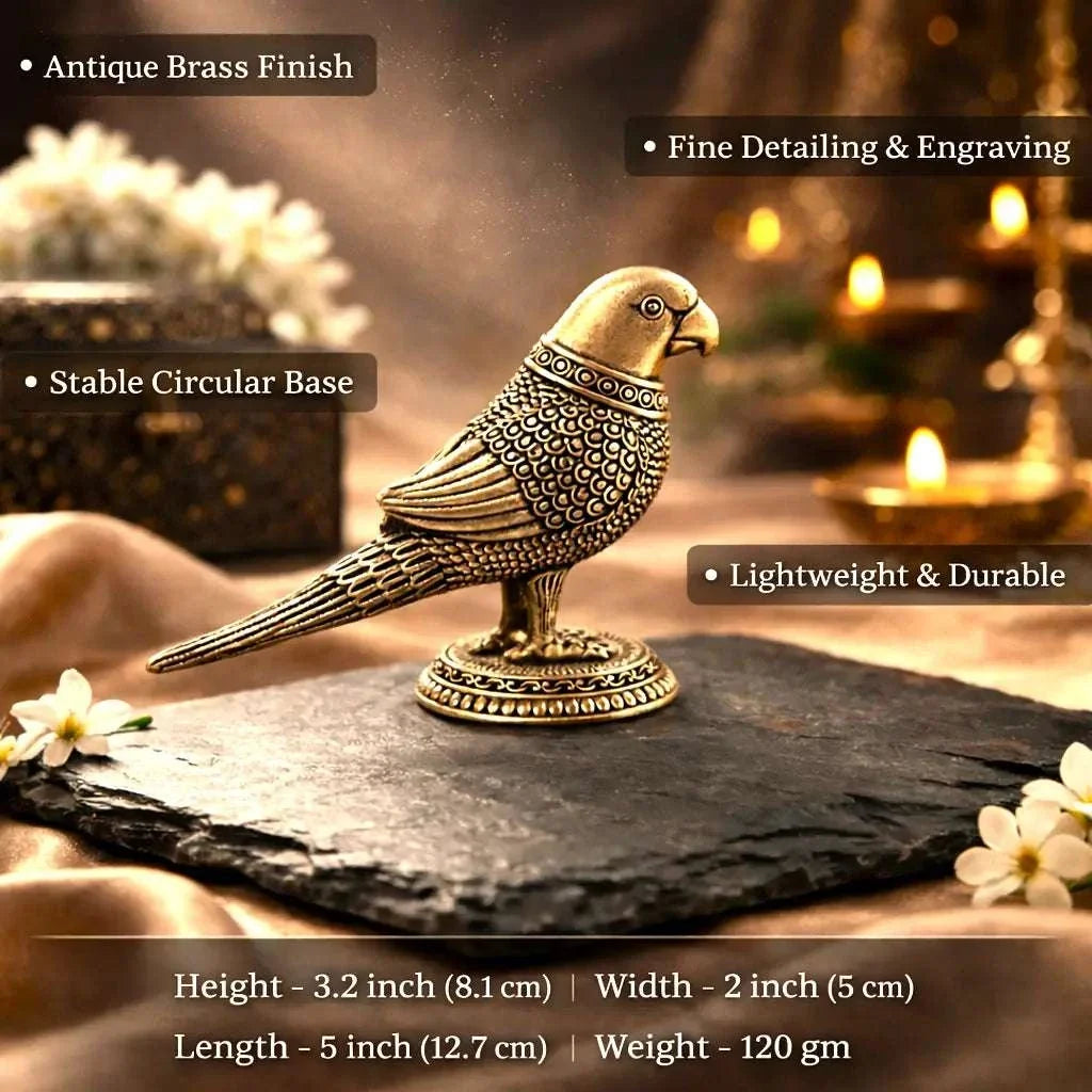 Brass Lightweight Parrot Figurine (2.8 Inch) Vedansh Craft