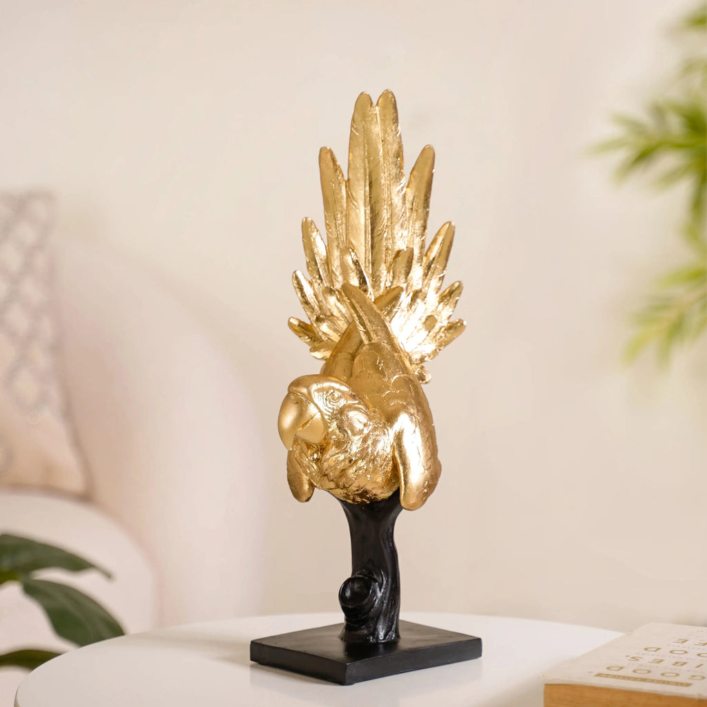 Elegant Macaw Showpiece Gold Nestasia