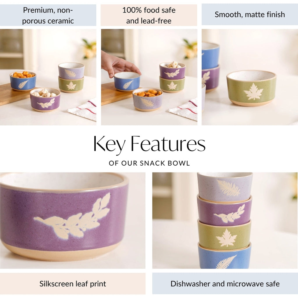 Monsoon Leaf Snack Bowl Set Of 4 180ml Nestasia