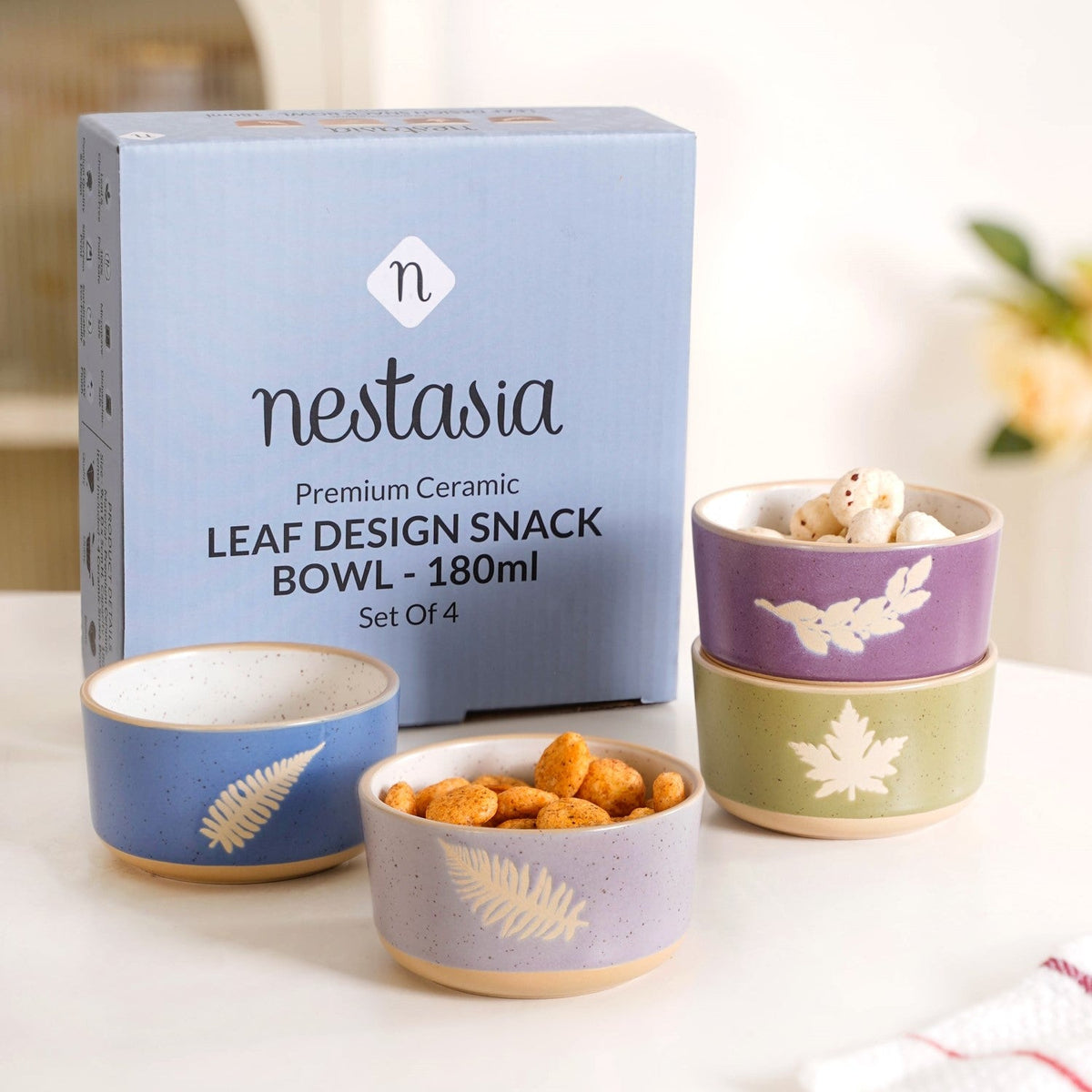 Monsoon Leaf Snack Bowl Set Of 4 180ml Nestasia