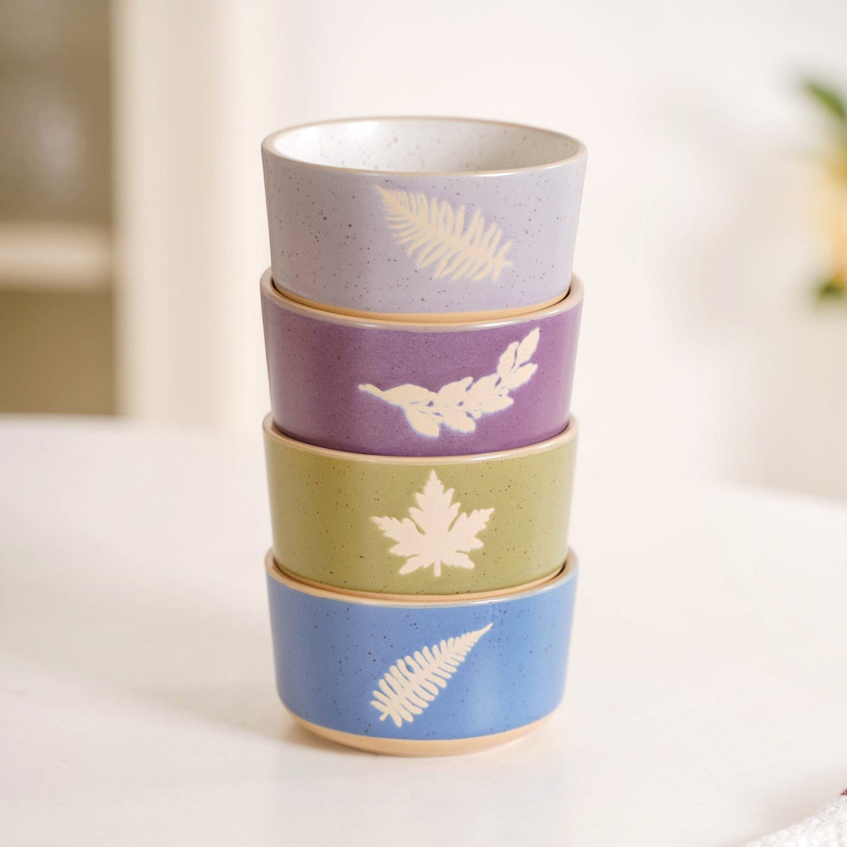 Monsoon Leaf Snack Bowl Set Of 4 180ml Nestasia