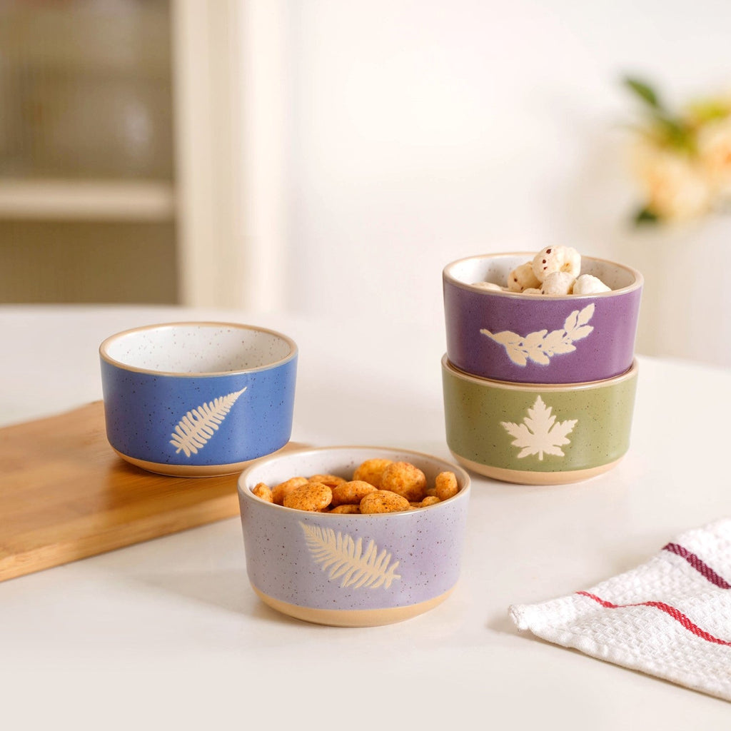 Monsoon Leaf Snack Bowl Set Of 4 180ml Nestasia