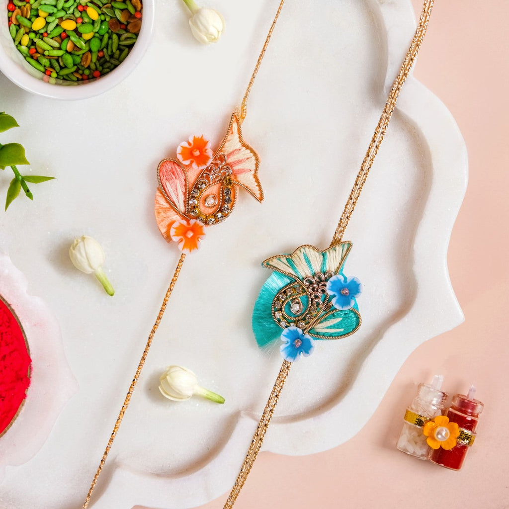 Vivid Paisley Duo Rakhi Gift Set Nestasia