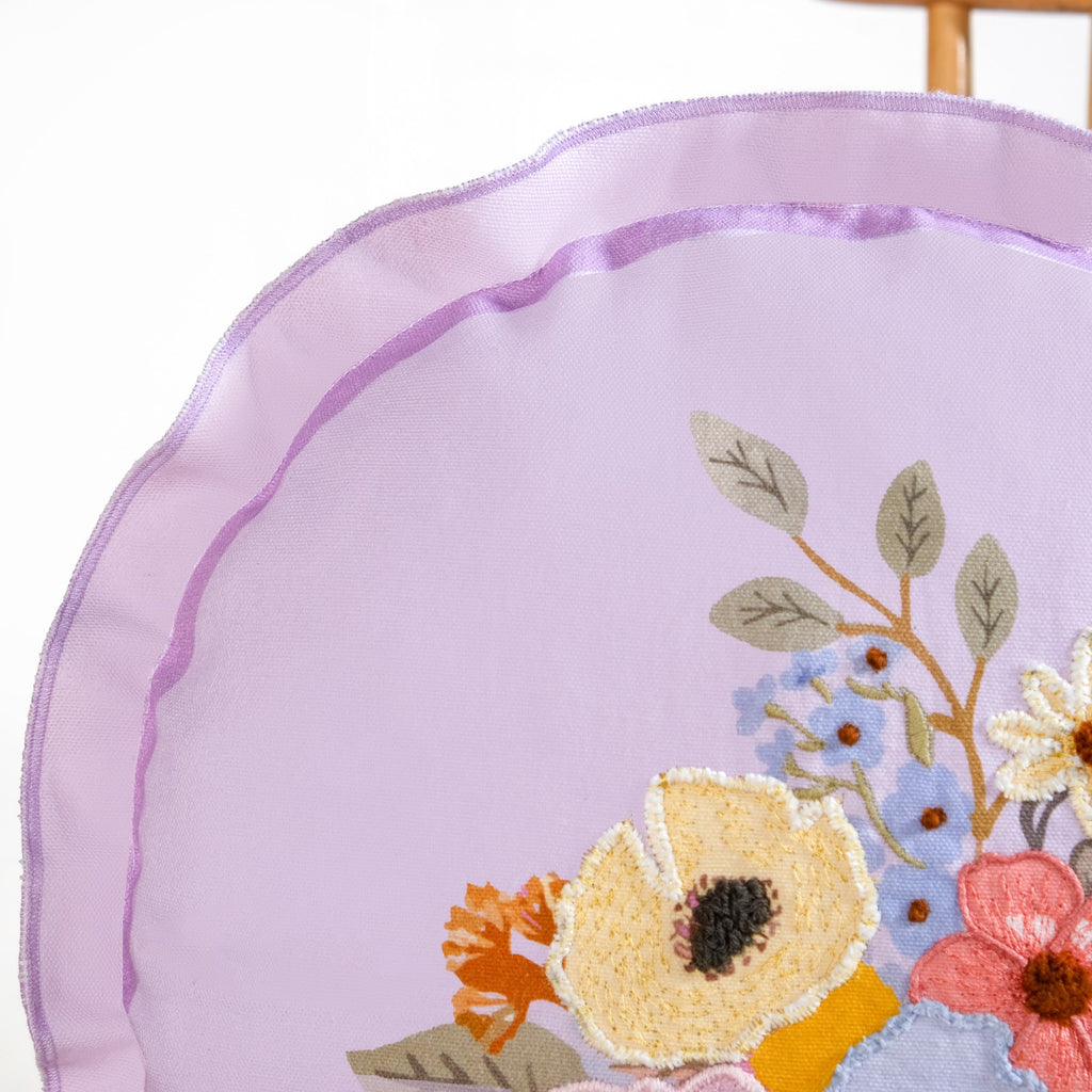 Pastel Petals Embroidered Cotton Cushion Cover 45cm Nestasia