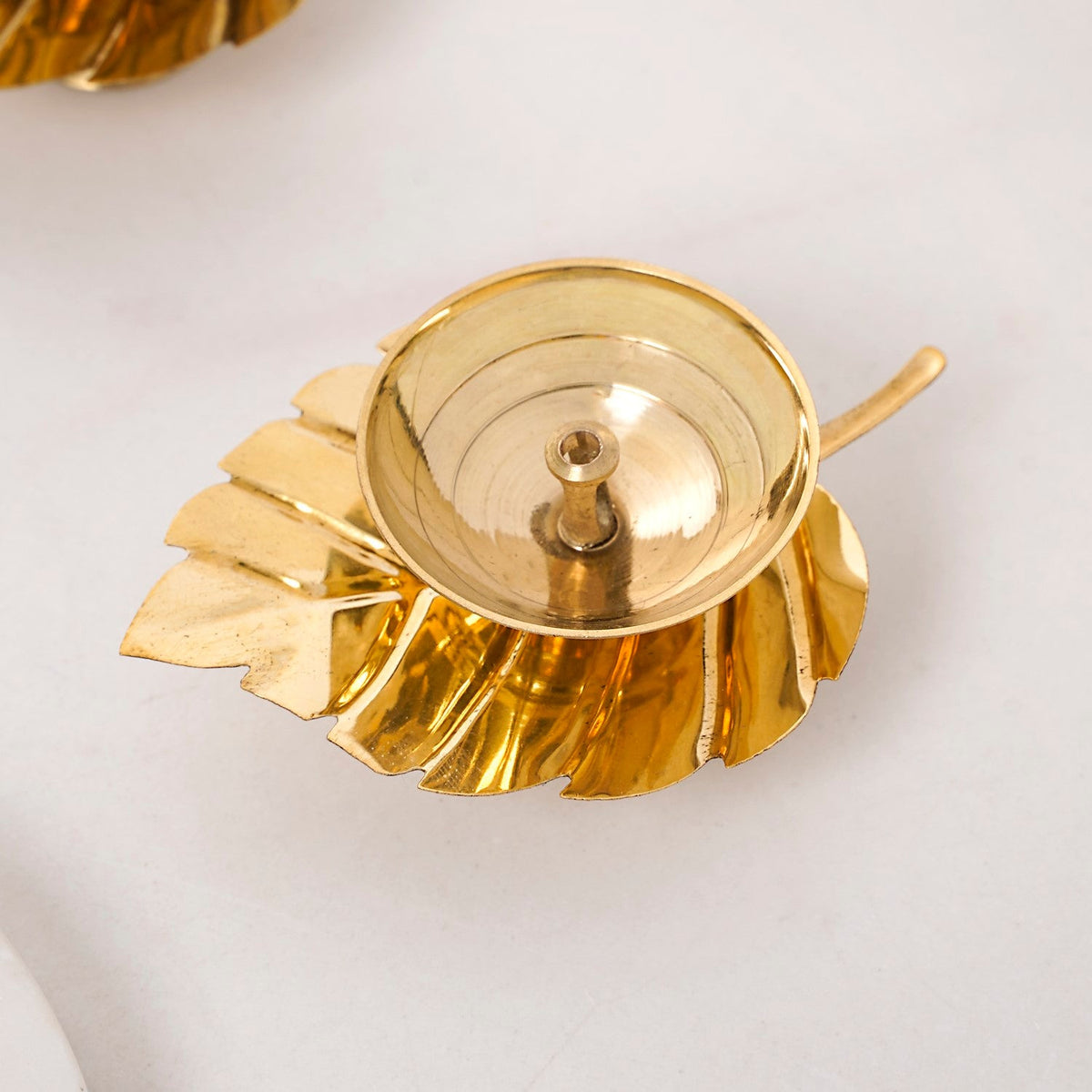 Gold Leaf Pure Brass Diya Set Of 2 In Gift Box Nestasia
