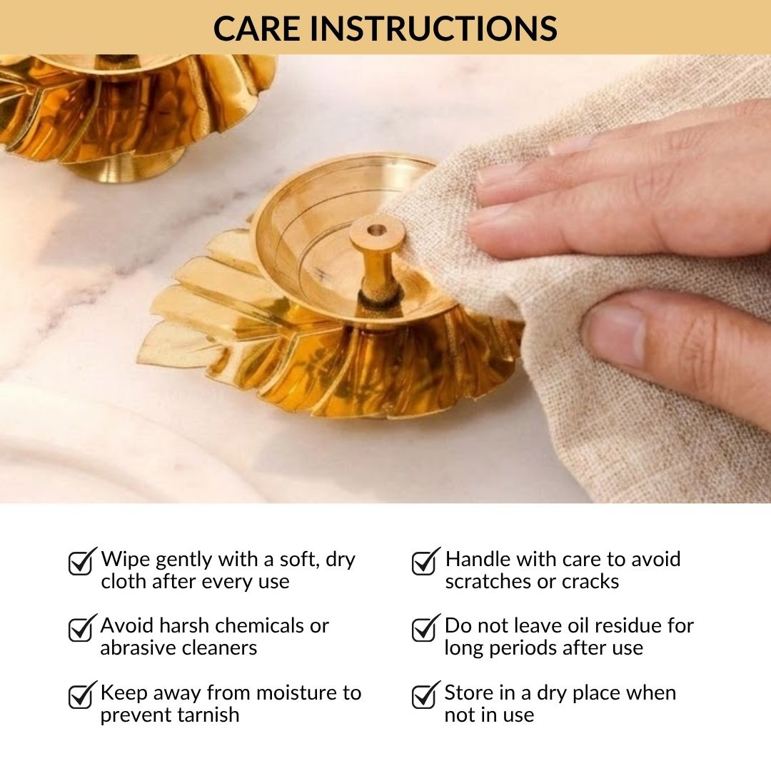 Gold Leaf Pure Brass Diya Set Of 2 In Gift Box Nestasia