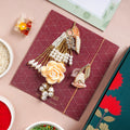 Peach Rose Pearl Rakhi And Lumba Set Nestasia