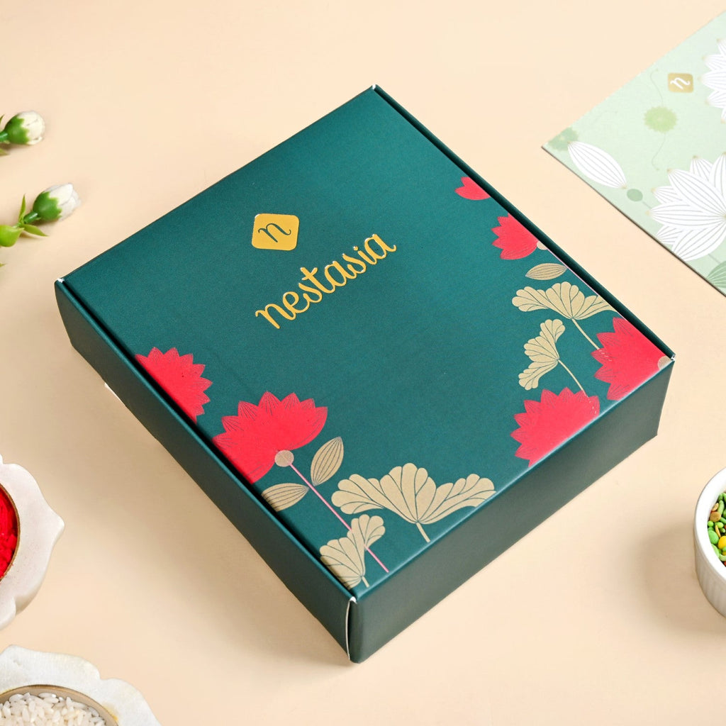 Peacock Kundan Rakhi Gift Set Nestasia