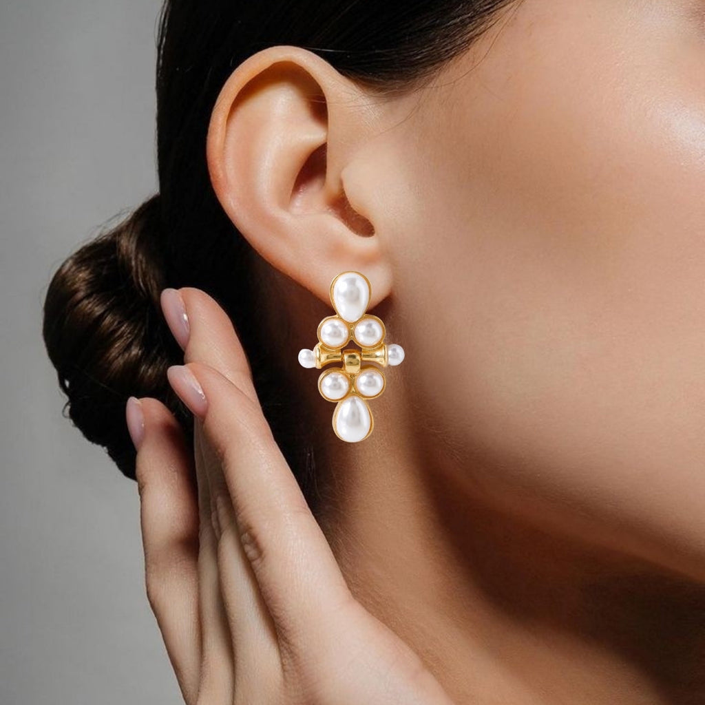 Pearl Cascade Dangle Earrings Nestasia
