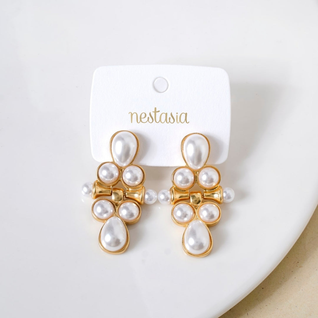 Pearl Cascade Dangle Earrings Nestasia