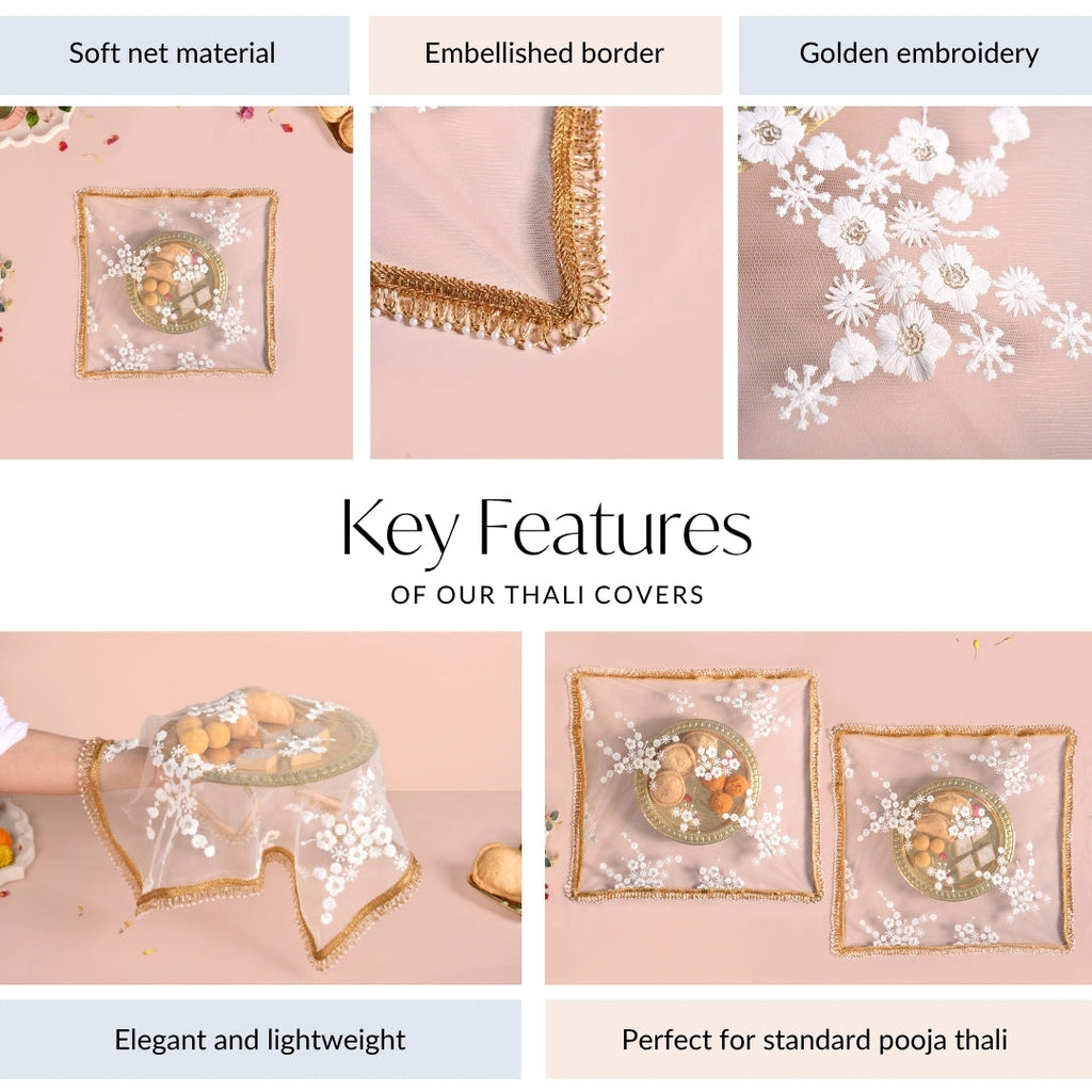 Pearl Detail Net Thali Covers Set Of 2 Nestasia