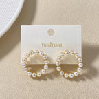 Pearl Halo Drop Earrings Nestasia
