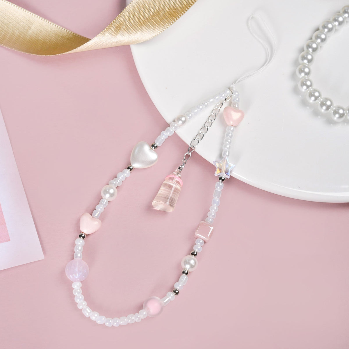 Pearl Stars And Hearts Phone Charm Nestasia