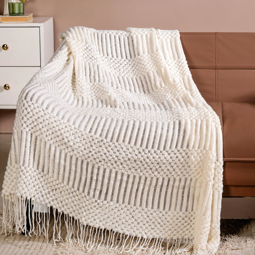 Pearl White Couch Throw Nestasia