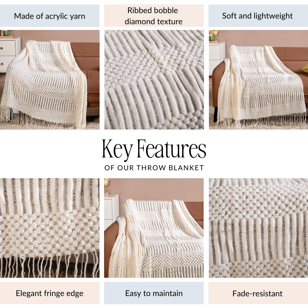 Pearl White Couch Throw Nestasia