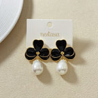 Black Pearl Drop Earrings Nestasia