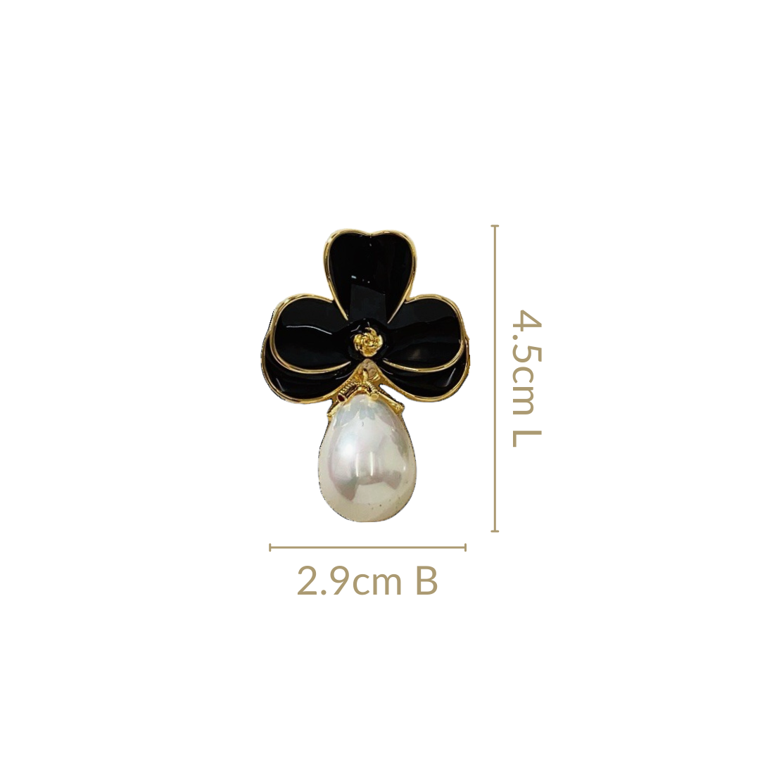 Black Pearl Drop Earrings Nestasia