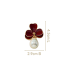 Maroon Pearl Drop Earrings Nestasia