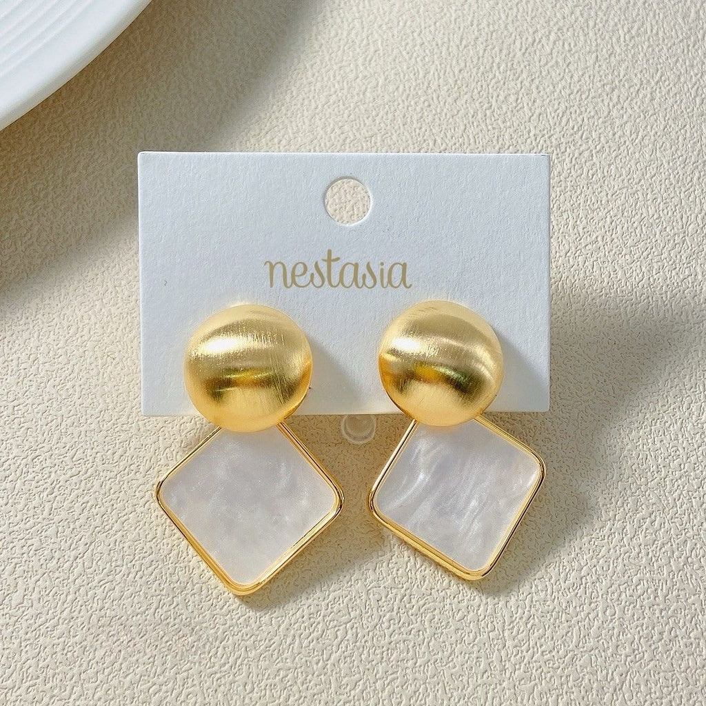 Pearled Geometry Earrings Nestasia