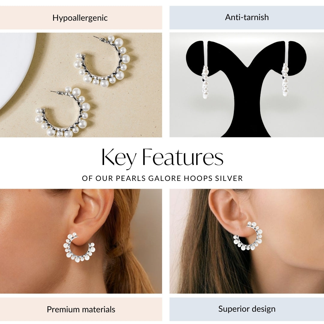 Pearls Galore Hoops Silver Nestasia