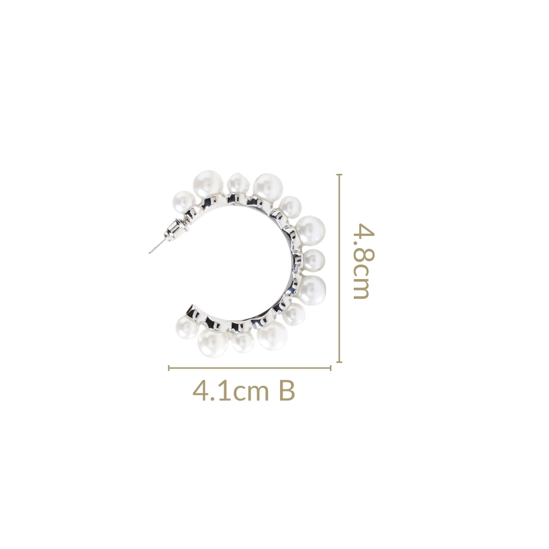 Pearls Galore Hoops Silver Nestasia