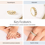 Pearly Leaves Golden Love Band Nestasia