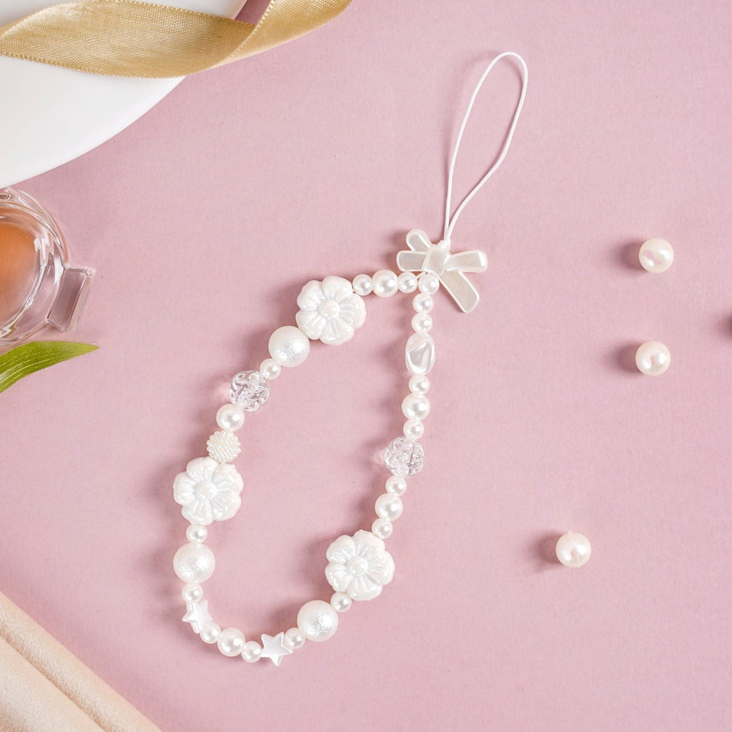 Pearly White Blossoms Phone Lanyard Nestasia