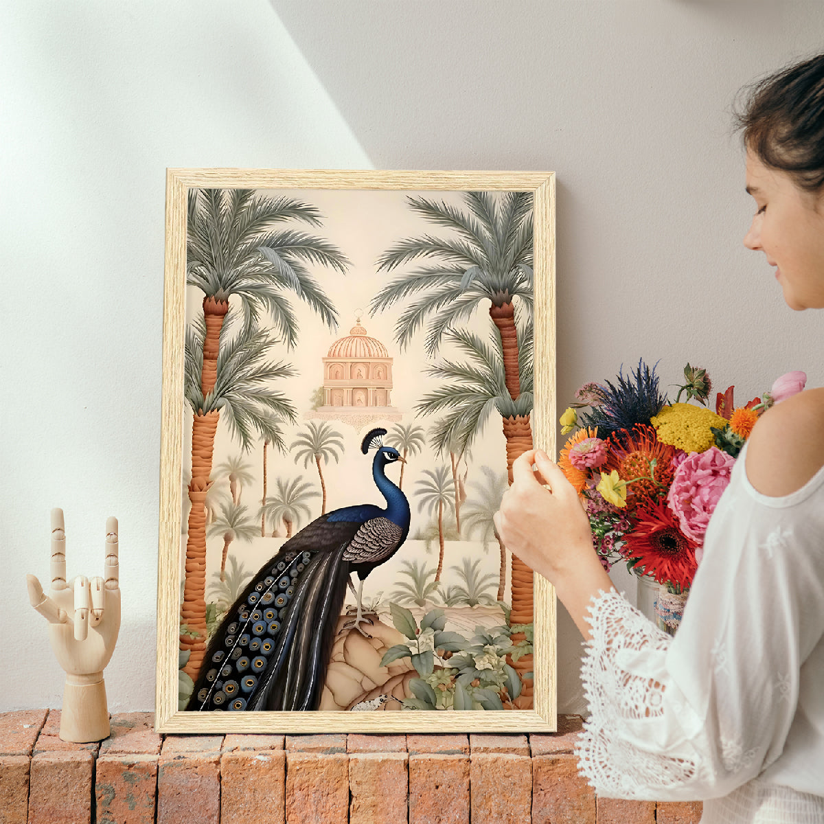 ArtX Peacock Painting For Wall Vastu, Madhubani Art Paintings, Floral Wall Painting for Living Room, Multicolor, Set of 2 AXII-28-MDB ArtX