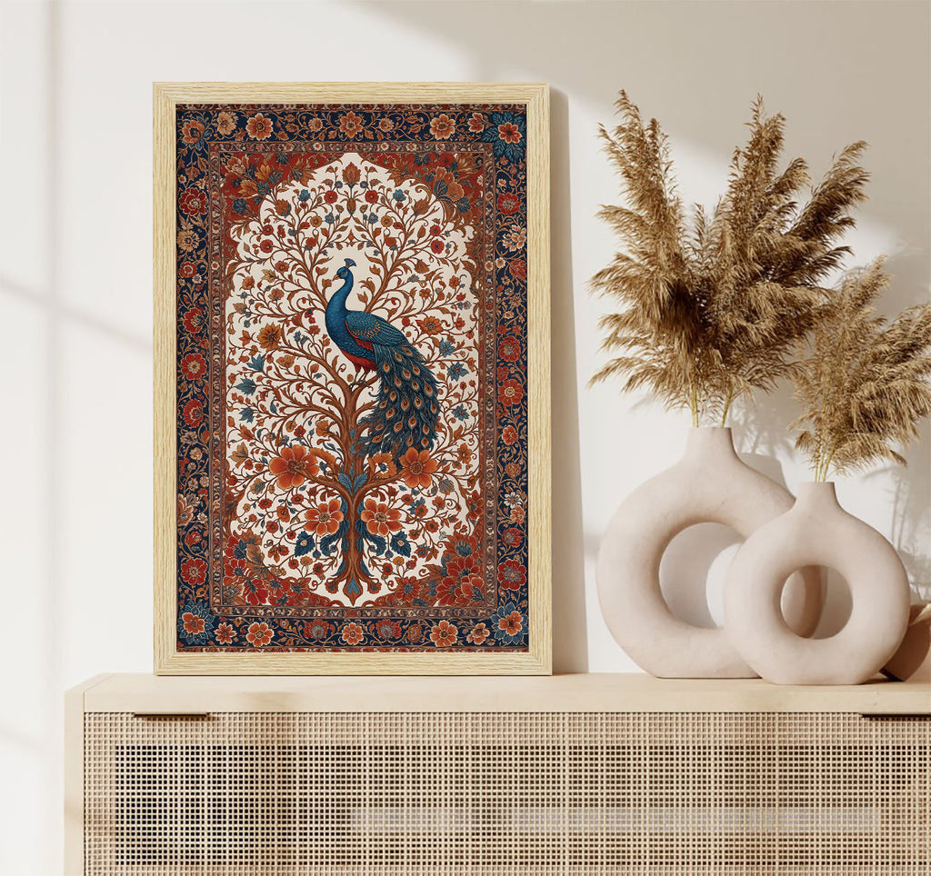 Peacock Abstract Madhubani Art Paintings, Painting For Wall Living Room, Set of 3 AXIII-56-PEA ArtX