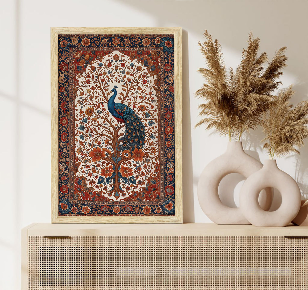 Peacock Abstract Madhubani Art Paintings, Painting For Wall Living Room, Set of 3 AXIII-56-PEA ArtX