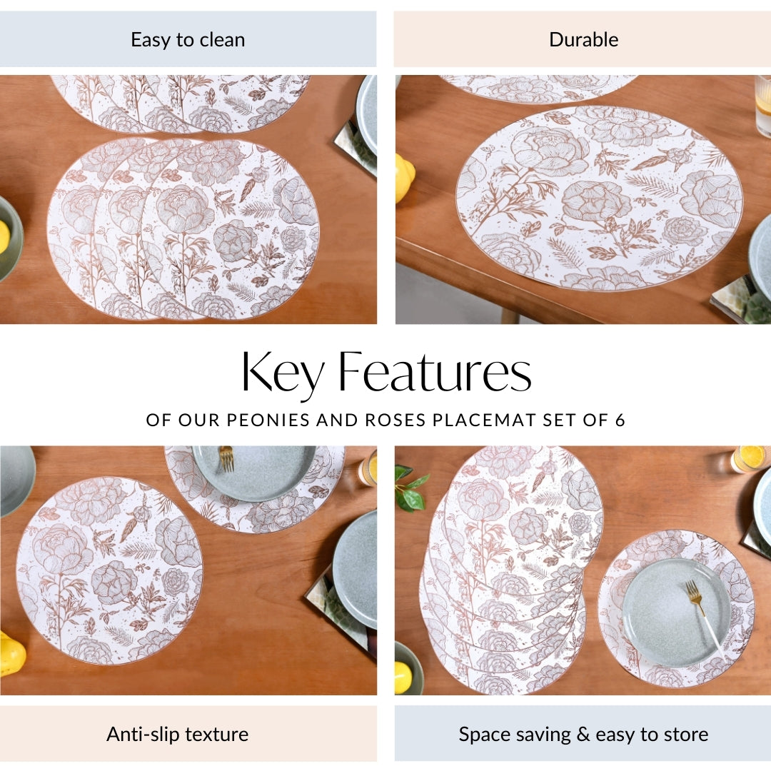 Peonies And Roses Placemat Set Of 6 Nestasia